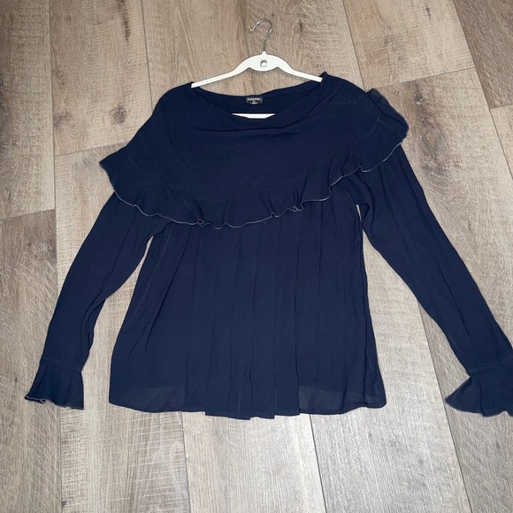 CHANEL Navy Blue Ruffle Blouse - Picture 3 of 12